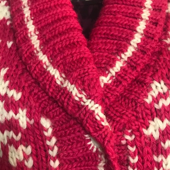 Vintage thick 80s sweater thick warm hot pink boho grammacore grandpa cardigan - Picture 6 of 11